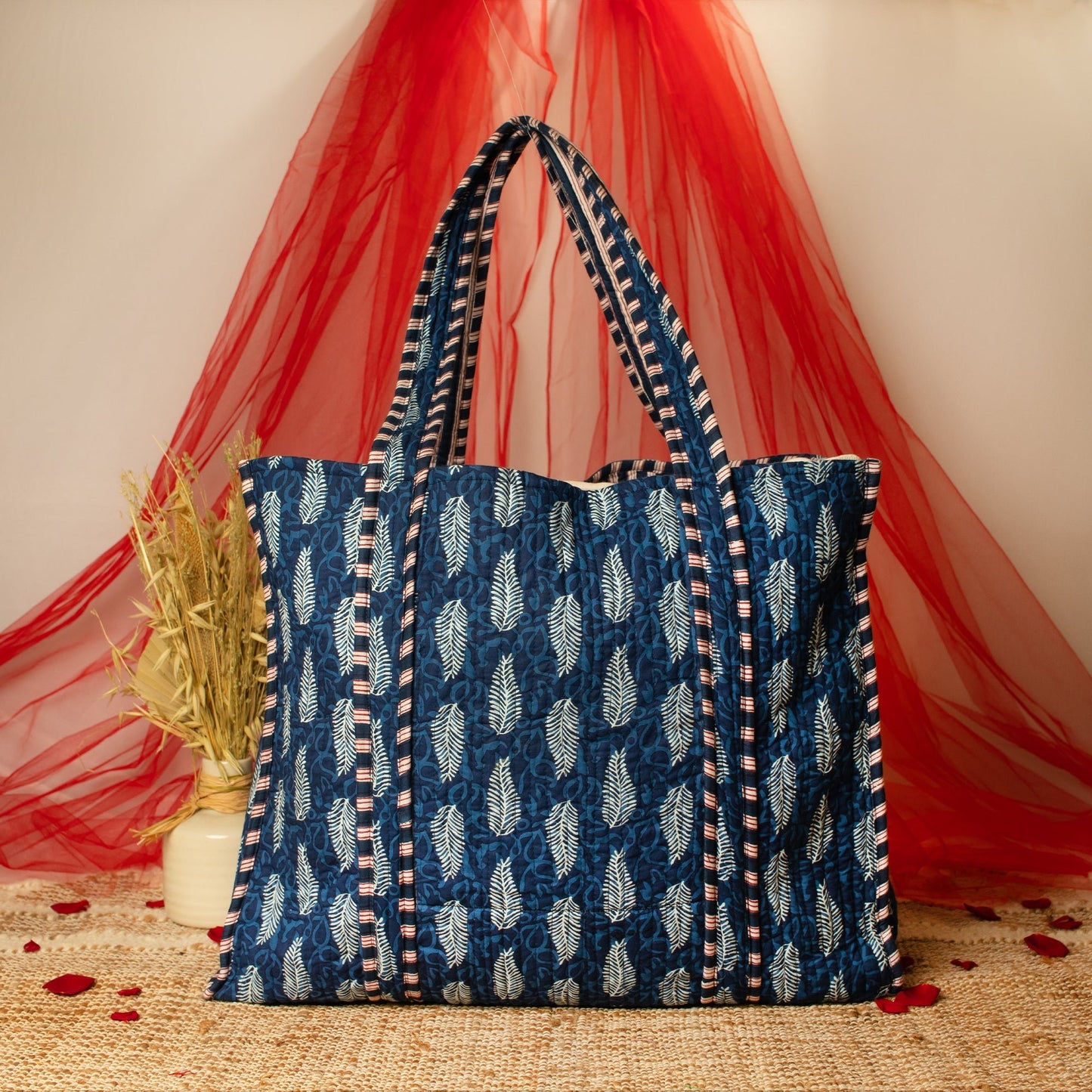 π Blue Cotton Tote Bag β Compact & Chic - Anantoi -
