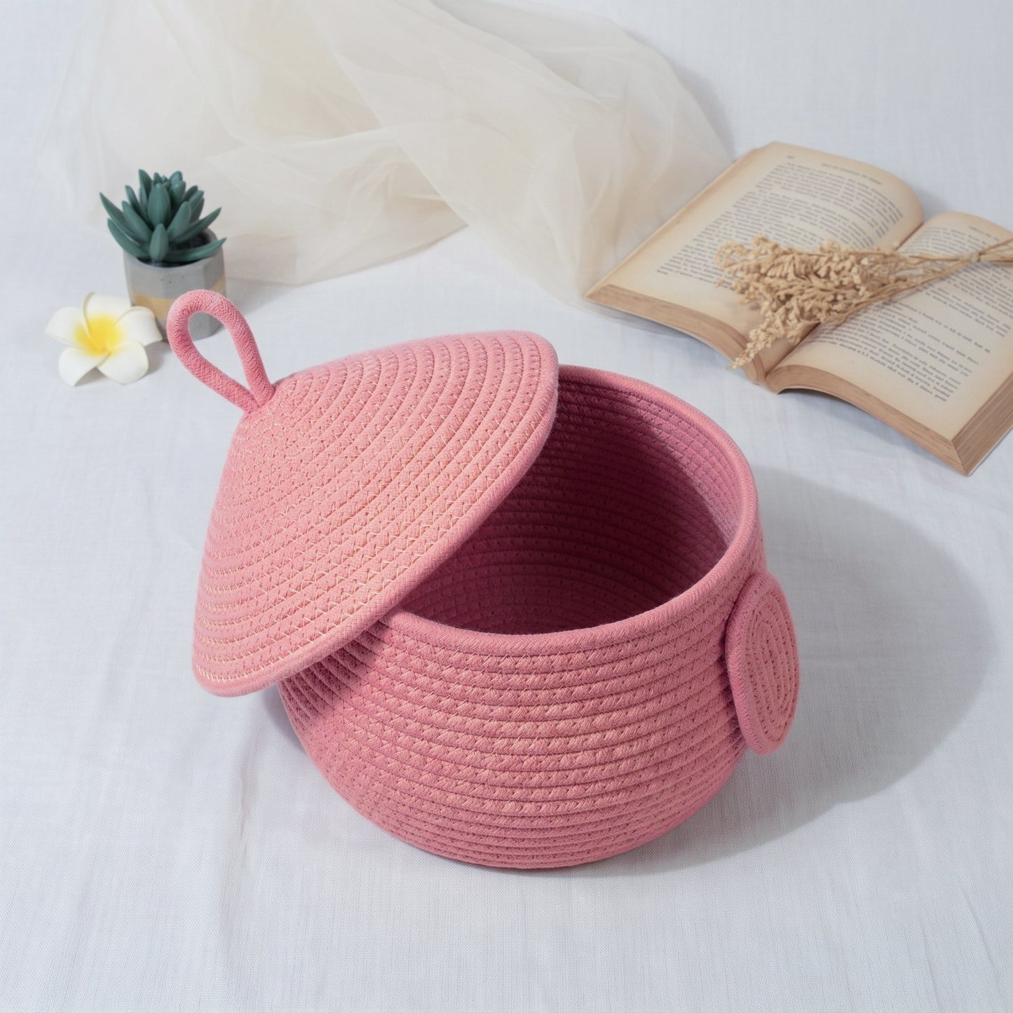 Pink Toy Basket With Lid - Anantoi -