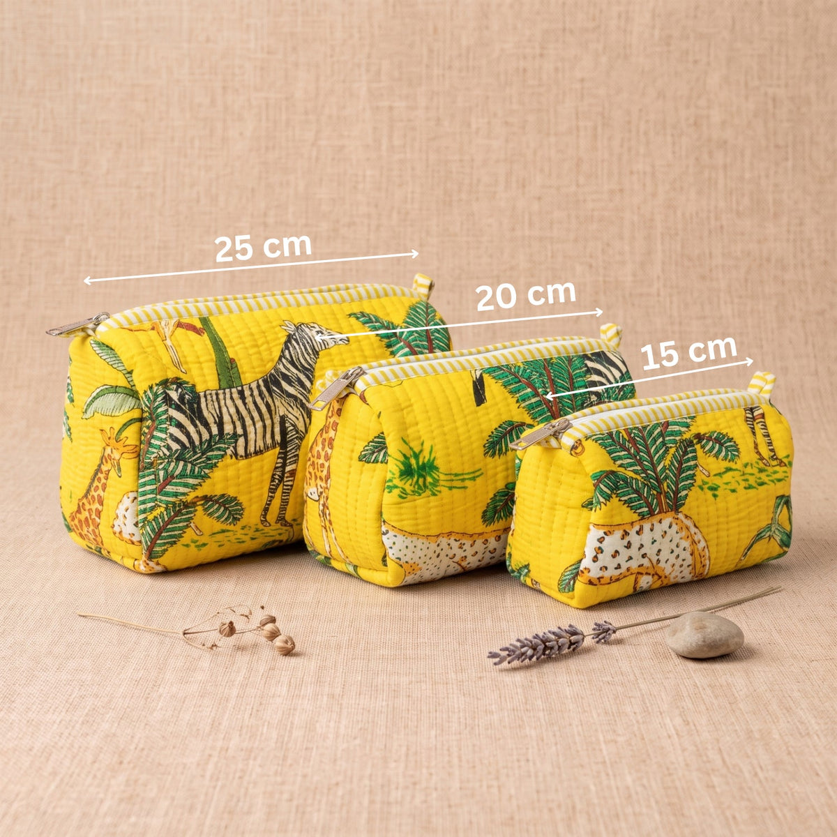 Yellow Premium Quilted Cotton Utility Pouch - Anantoi -