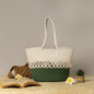Half White & Bottle Green Cotton Tote Bag - My Store - 