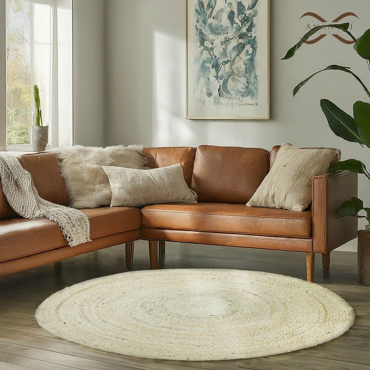 Handwoven Round Jute Rug - My Store - 
