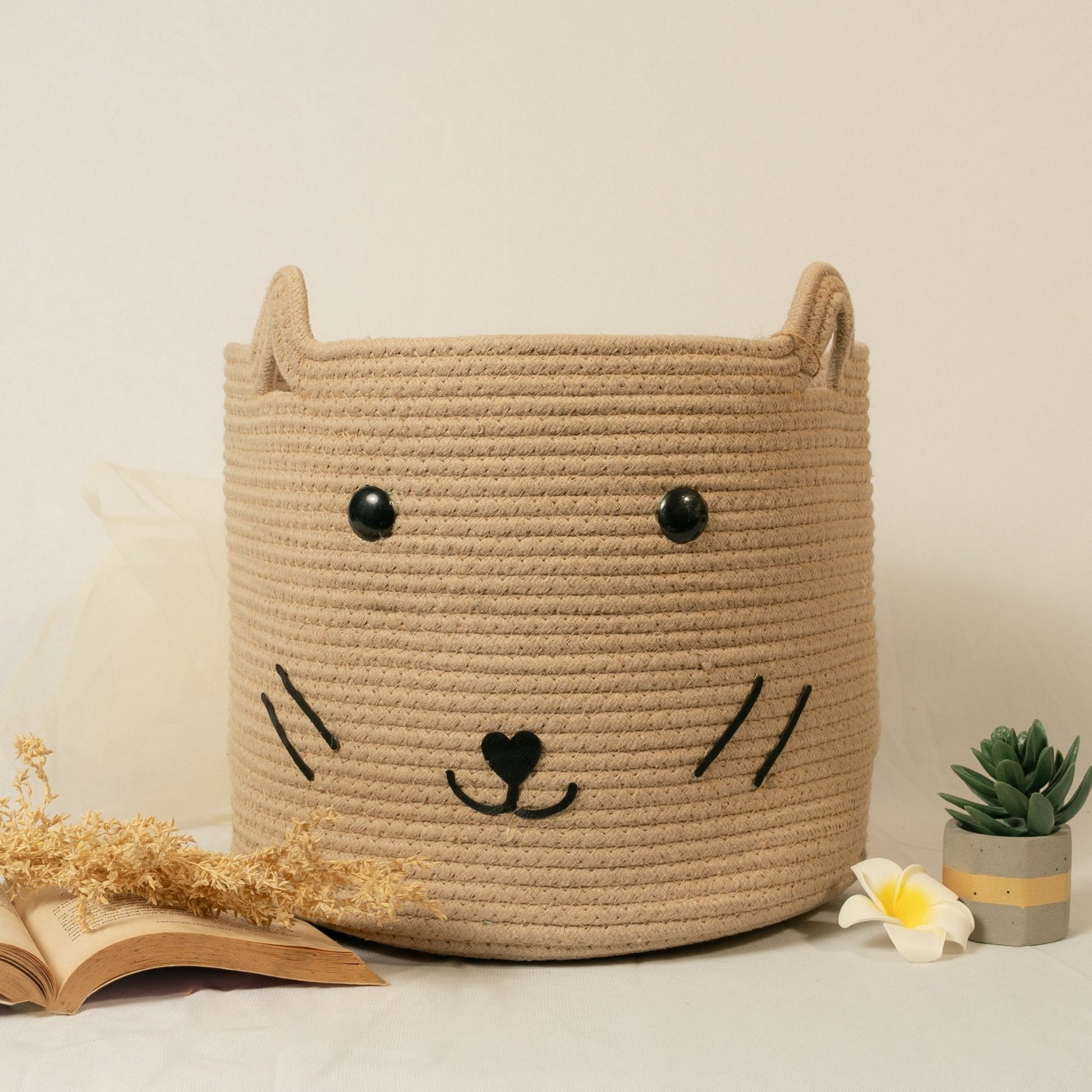 Natural Woven Cotton Rope Basket - Large - Anantoi -