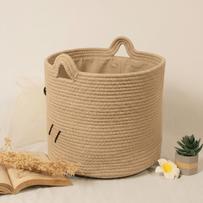 Natural Woven Cotton Rope Basket - Large - Anantoi -