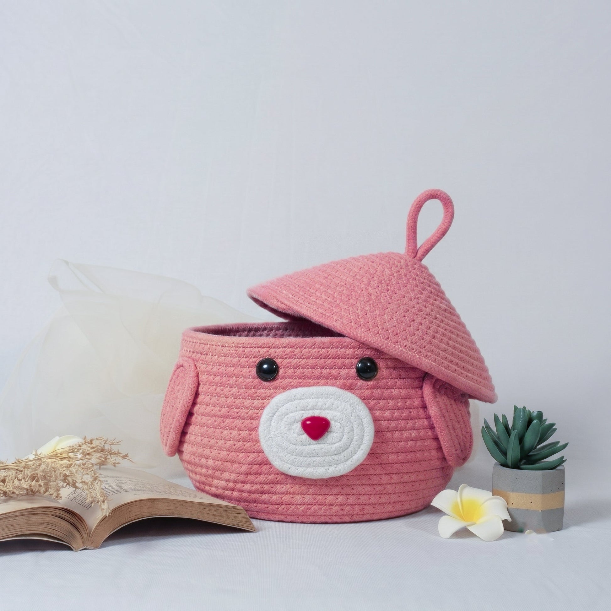 Pink Toy Basket With Lid - Anantoi -