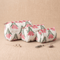 White Floral Hand Block Print Quilted Cotton Utility Pouch - Anantoi -