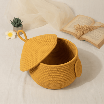 Yellow Toy Basket With Lid - Anantoi -